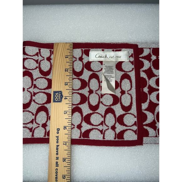 Coach Red Signature C Printed Wool Blend Scarf – 60” x 7” – Excellent Condition - Picture 9 of 10